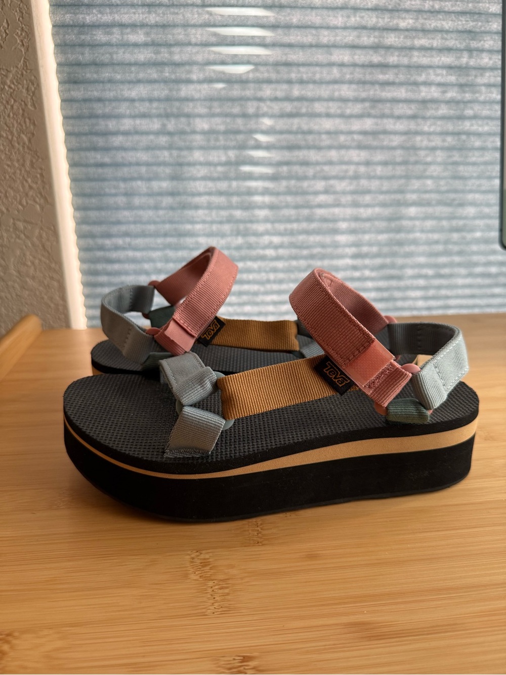 Teva Women's Flatform Sandals in Pink, Blue & Tan